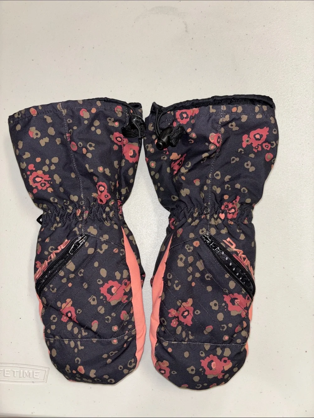 Dakine kids floral mittens gloves L 8-10